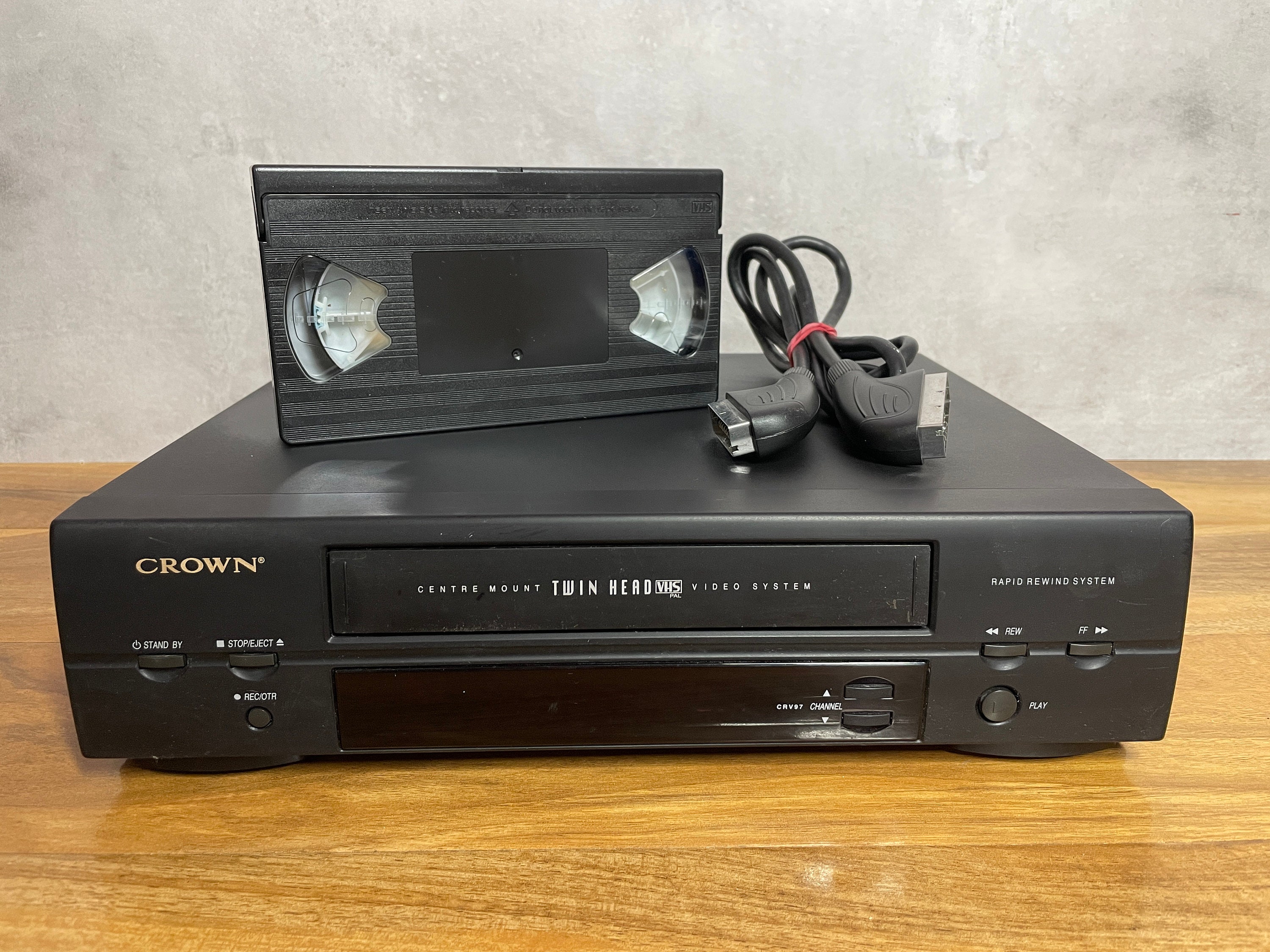 Crown CRV97 Video Cassette Recorder VHS VCR Player,vintage Retro Cables  Tested 