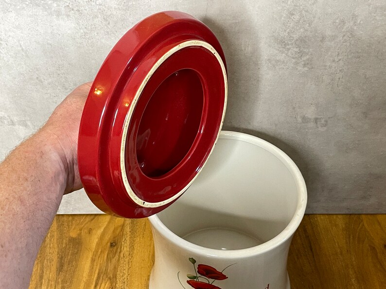 Dunelm Ceramic Poppy Bread Bin Canister Jar White With Red Etsy UK