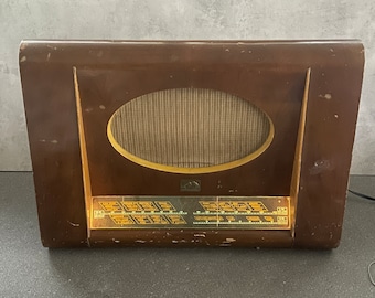 His Masters Voice Marconi Valve Tube Radio 1122 Wireless Broadcast Receiver Vintage 1950s Prop