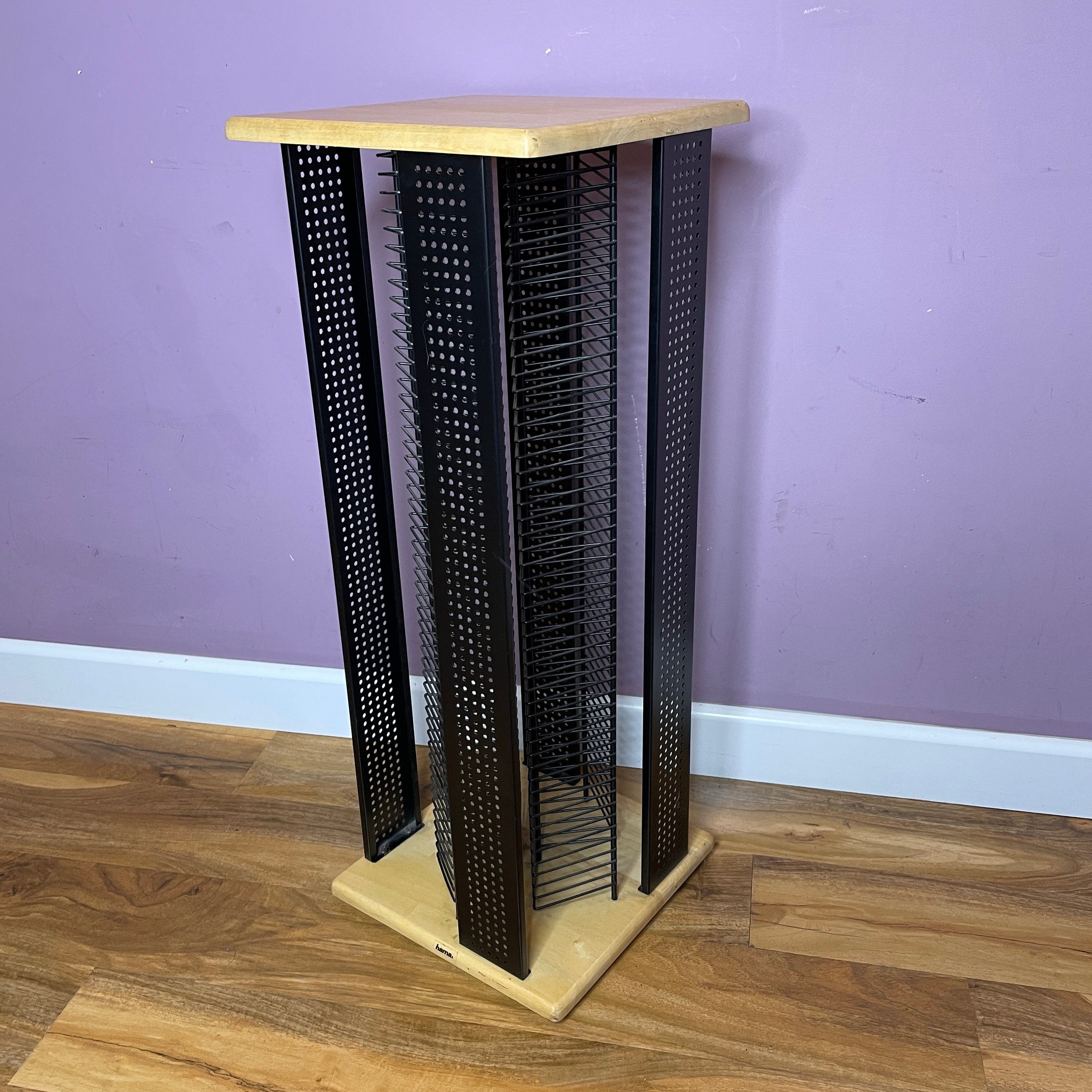 Hama Wooden & Metal Rotating CD Storage Tower Rack Stores 35 Etsy