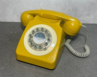 Mustard Yellow Vintage 746 Style Push Button Rotary Dial Home Telephone Phone | Prop