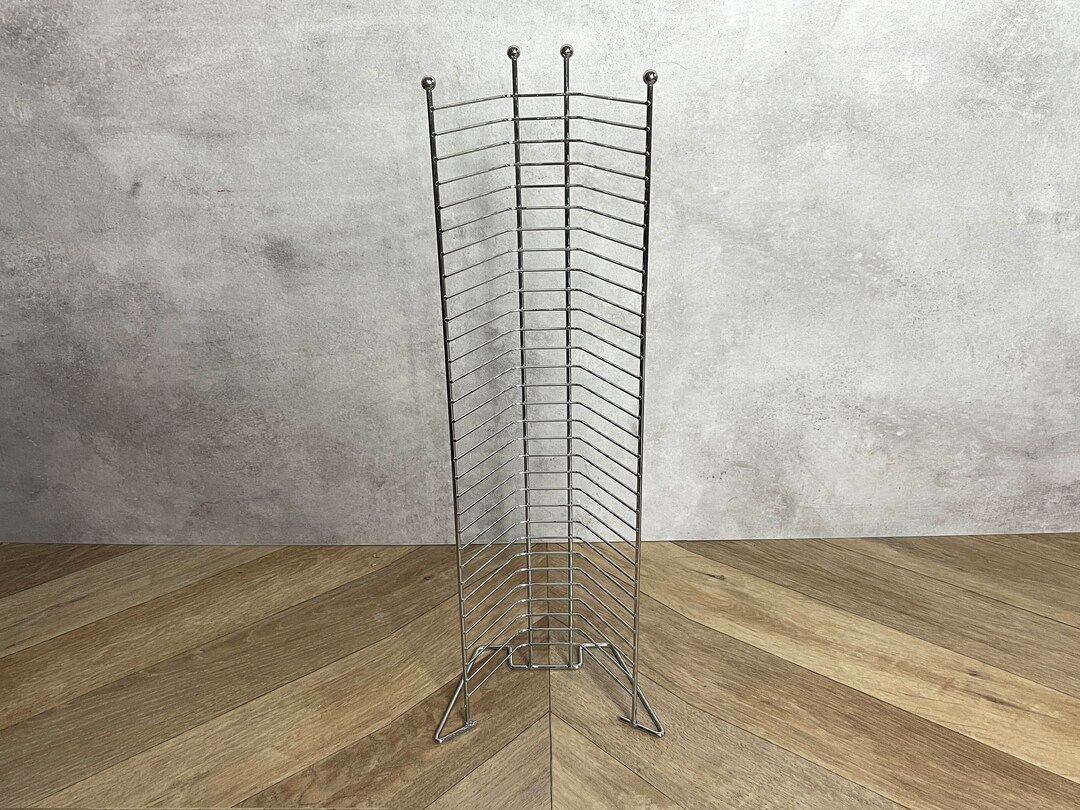 Chrome Metal Wire Audio CD Storage Tower Rack Stores 30 Cds Etsy UK