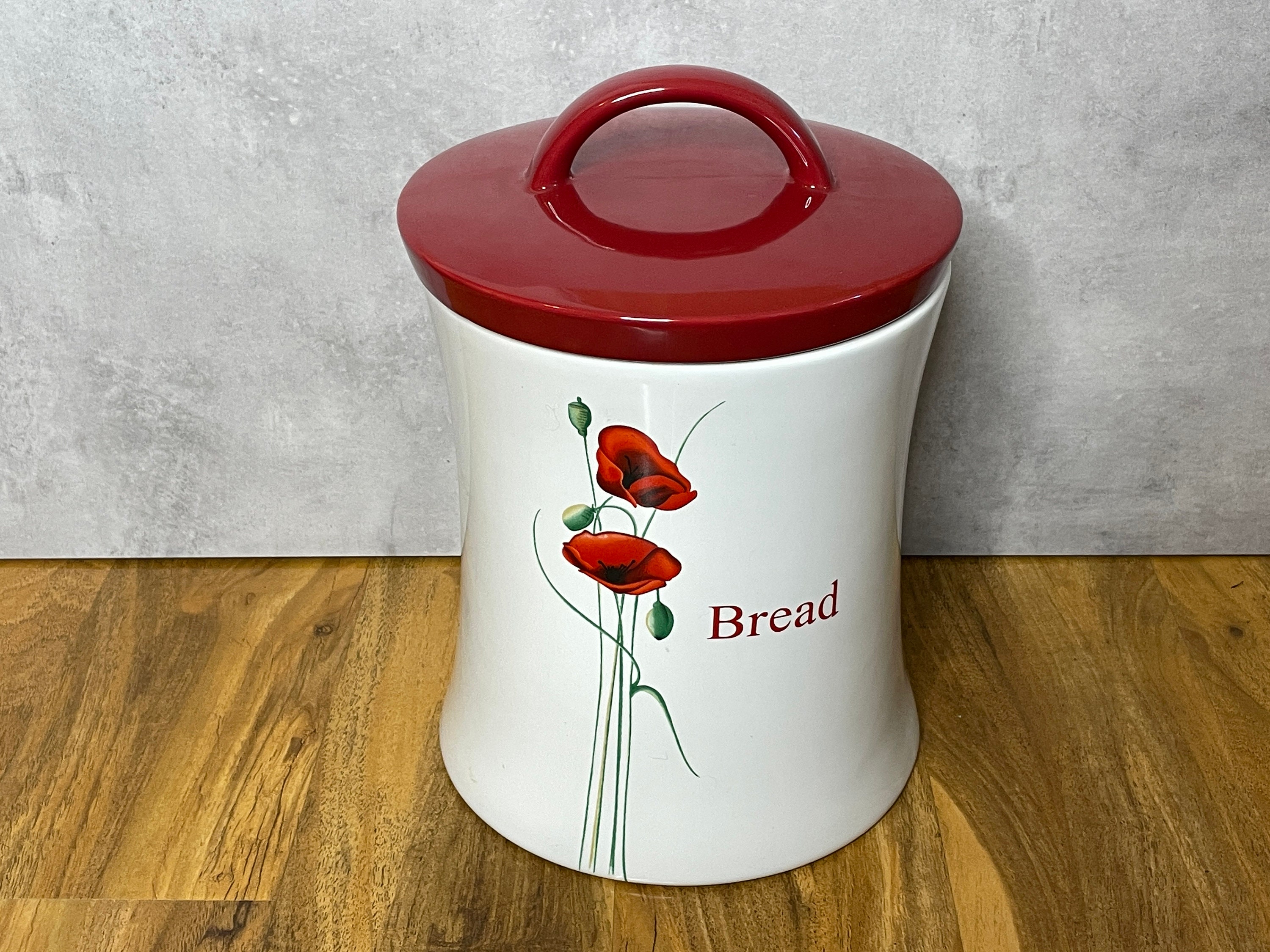 Dunelm Ceramic Poppy Bread Bin Canister Jar White With Red Etsy UK