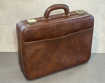 Vintage Brown Leather Doctors / Lawyer Documents Briefcase / Bag Case Retro Prop