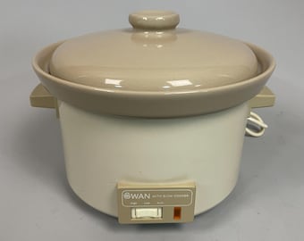 Swan P62 Ceramic Auto Slow Cooker 2.5 Litre Crock Pot | White/Beige | Retro Kitchenalia Vintage