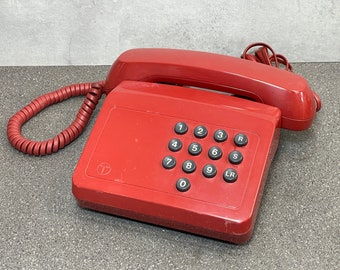 Vintage BT Tribune Touch Tone 1980s Landline Telephone Phone, Red, Retro Prop