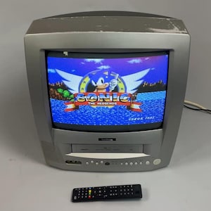 Goodmans 14" Inch CRT Cube TV | Silver | Retro Gaming Display | Scart+Composite Input
