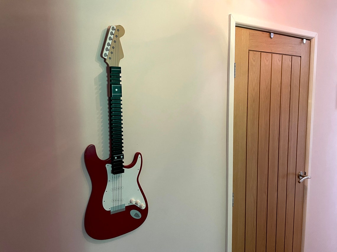 Red Guitar Shaped CD Storage Rack Wall Mounted Holds 21 Etsy