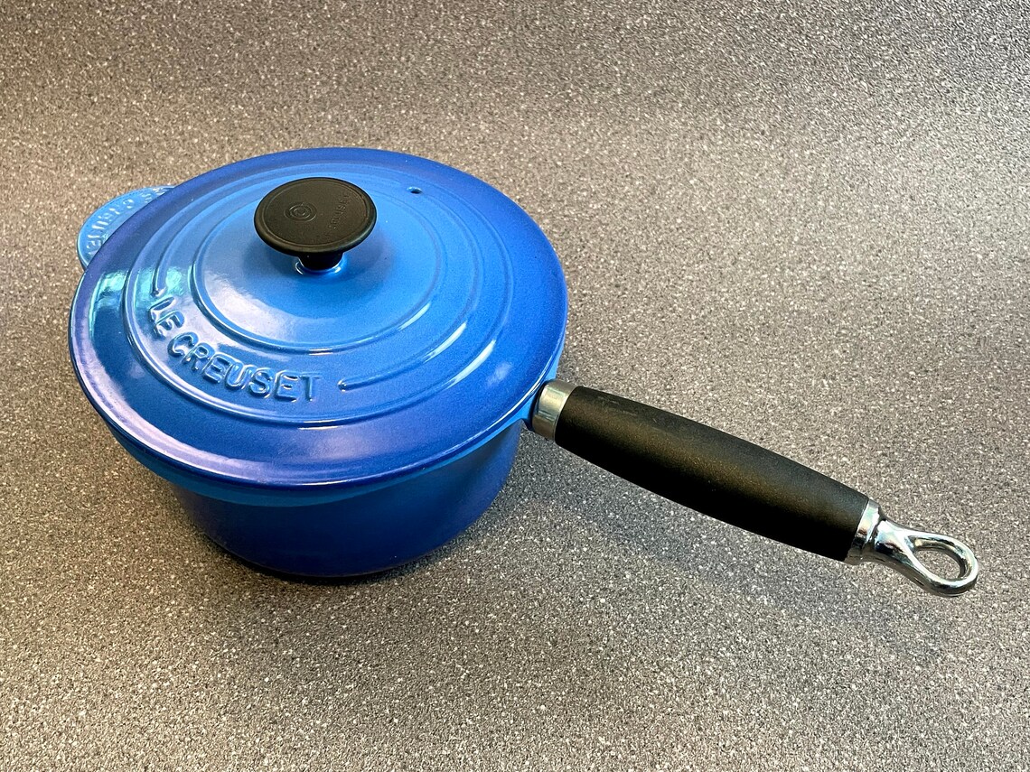 Le Creuset Blue Cast Iron Saucepan Pan with Lid Size 18cm Etsy