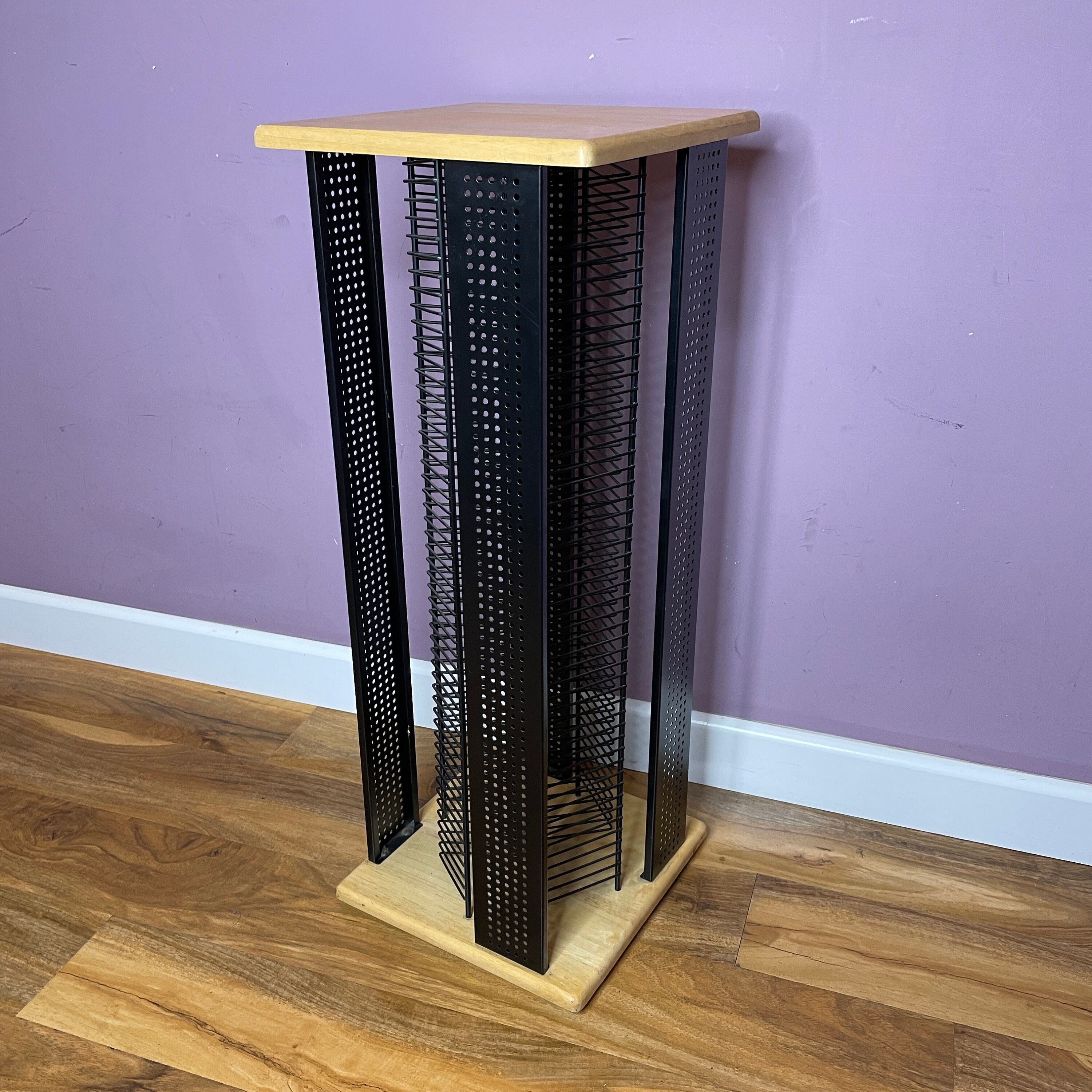 Hama Wooden & Metal Rotating CD Storage Tower Rack Stores 35 Etsy