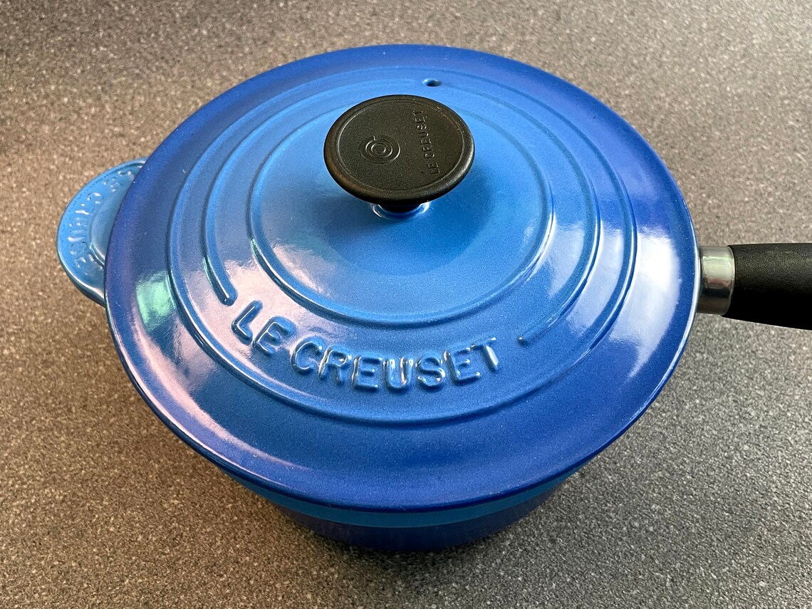 Le Creuset Blue Cast Iron Saucepan Pan with Lid Size 18cm Etsy