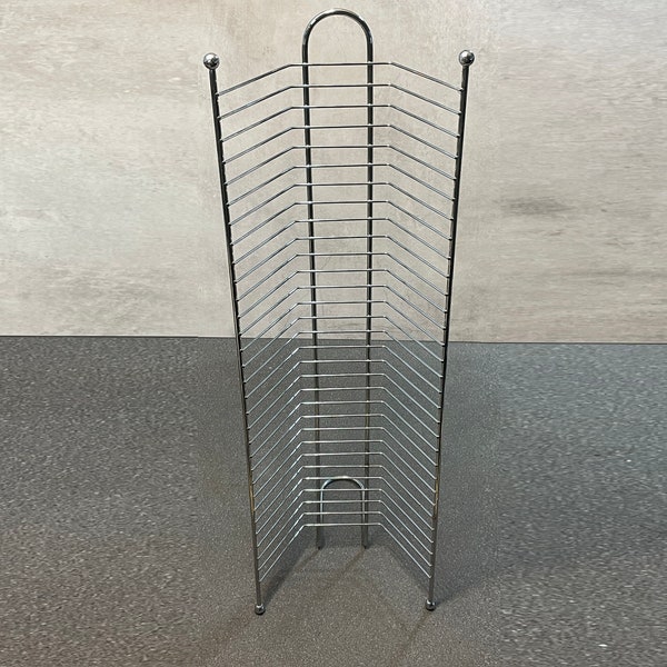 Silver Metal DVD / Videogame Storage Tower Rack, Stores 25 DVDs, 57cm tall