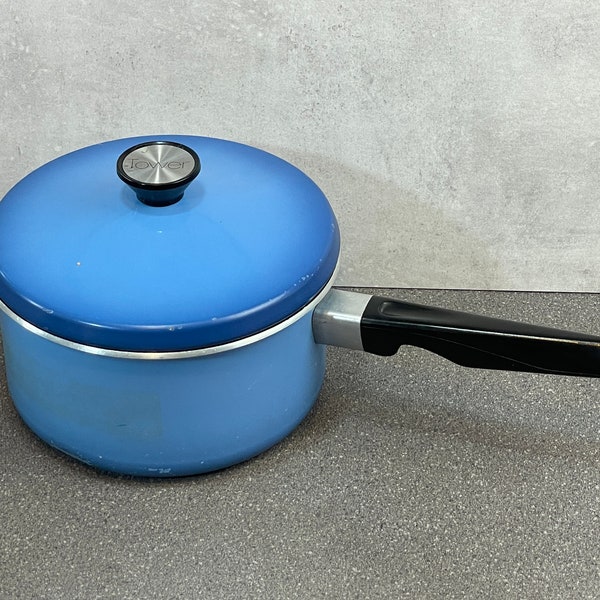 Vintage Tower 1970s Blue Enamel Show Saucepan Pan Pot, Retro Kitchenalia Prop