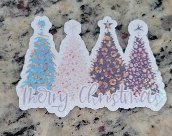 Holographic Christmas Tree Sticker: Waterproof Stocking Stuffer