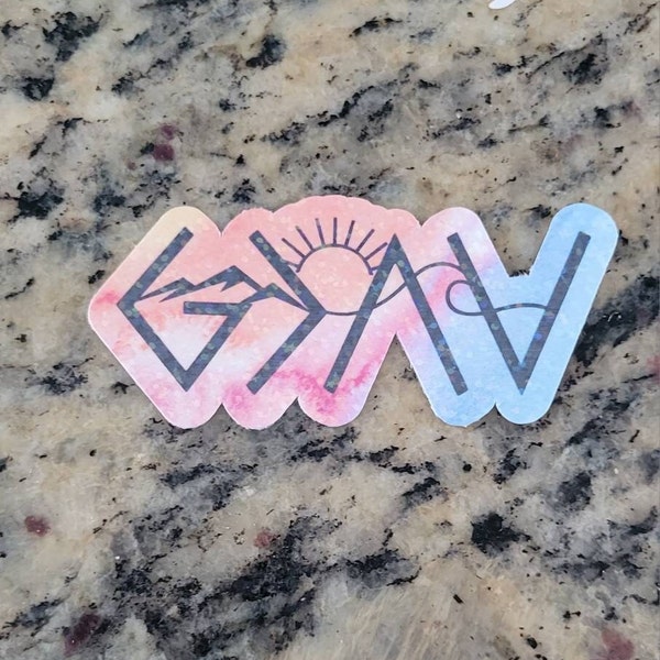 God is greater than the highs and lows sticker, Waterproof Sticker, sparkle sticker