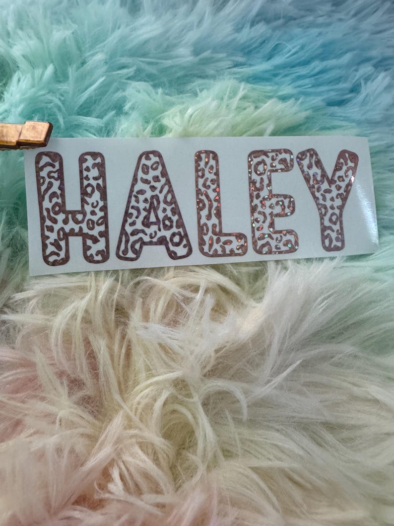 Leopard Print Vinyl Name Decal – Personalized Animal Print Sticker for ...