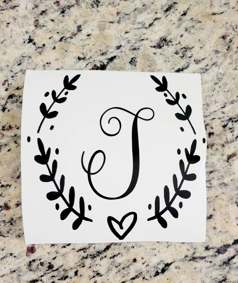 Monogram Decal Noodle Board Decal Vinyl Decal Wreath Etsy