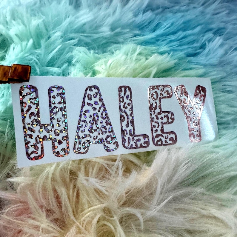 Leopard Print Vinyl Name Decal – Personalized Animal Print Sticker for ...