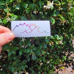 Mountain Wave Sun Decal, Wave Decal, vinyl beach decal, Holographic Decal