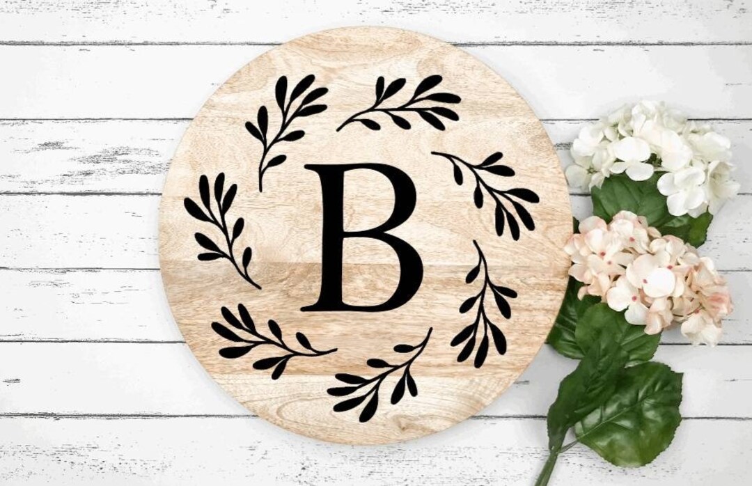 Monogram Decal Noodle Board Decal Vinyl Decal Wreath Etsy