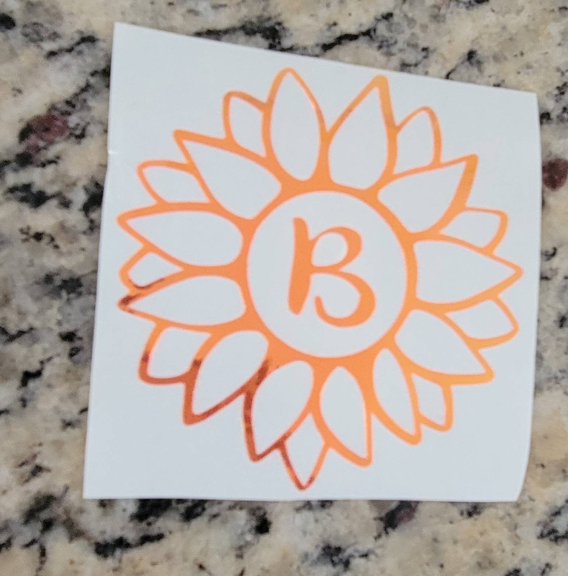Sunflower Monogram Decal: Initial Tumbler/computer Sticker - Etsy