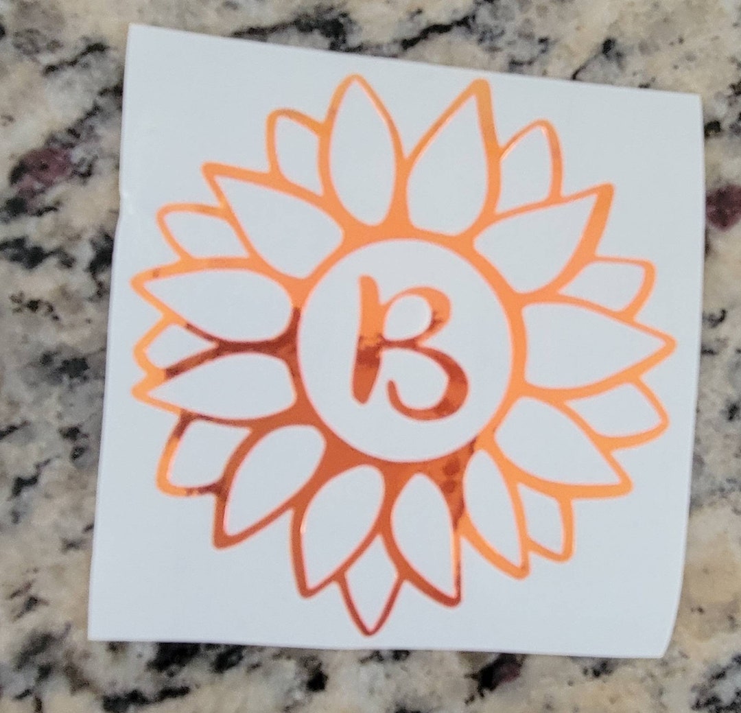 Sunflower Monogram Decal: Initial Tumbler/computer Sticker - Etsy