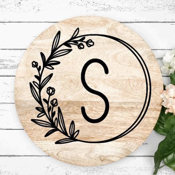 Monogram Decal, Initial Decal, Initial Wreath Decal, Wedding Decor, Farm house Decor, Wedding gift