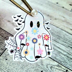 Ghost Sticker - Halloween Sticker - Cute Ghost Sticker - Spooky Sticker - Floral ghost sticker