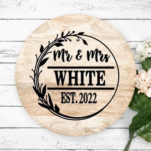 Monogram Decal, Mr. And Mrs. Decal, Last Name Wreath Decal, Wedding Decor, Farm house Decor