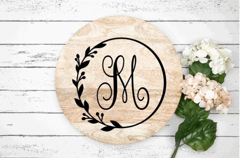 Monogram Decal, Initial Decal, Initial Wreath Decal, Wedding Decor, Farm house Decor, Wedding gift