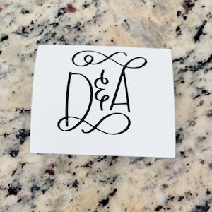 Monogram Decal, Initial Decal, Initial script Decal, Wedding Decor, Farm house Decor