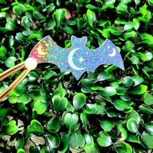 Holographic Glittery Bat Sticker: Waterproof Vinyl Decal