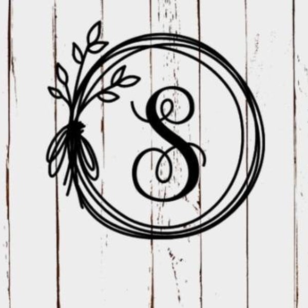 Monogram Decal, Initial Decal, Initial Wreath Decal, Wedding Decor, Farm House Decor, Wedding gift