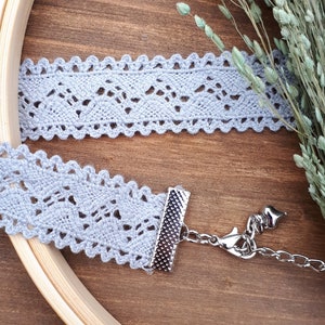Cotton Lace Choker - Duck Egg- 18mm - Cottagecore, Bohemian, Witch, Wiccan & Environmentally Friendly
