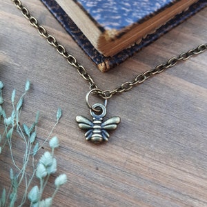 Bee (Small) Necklace - Bronze Tone - Cottage Core, Neo-Victorian, Steampunk, Vintage Style