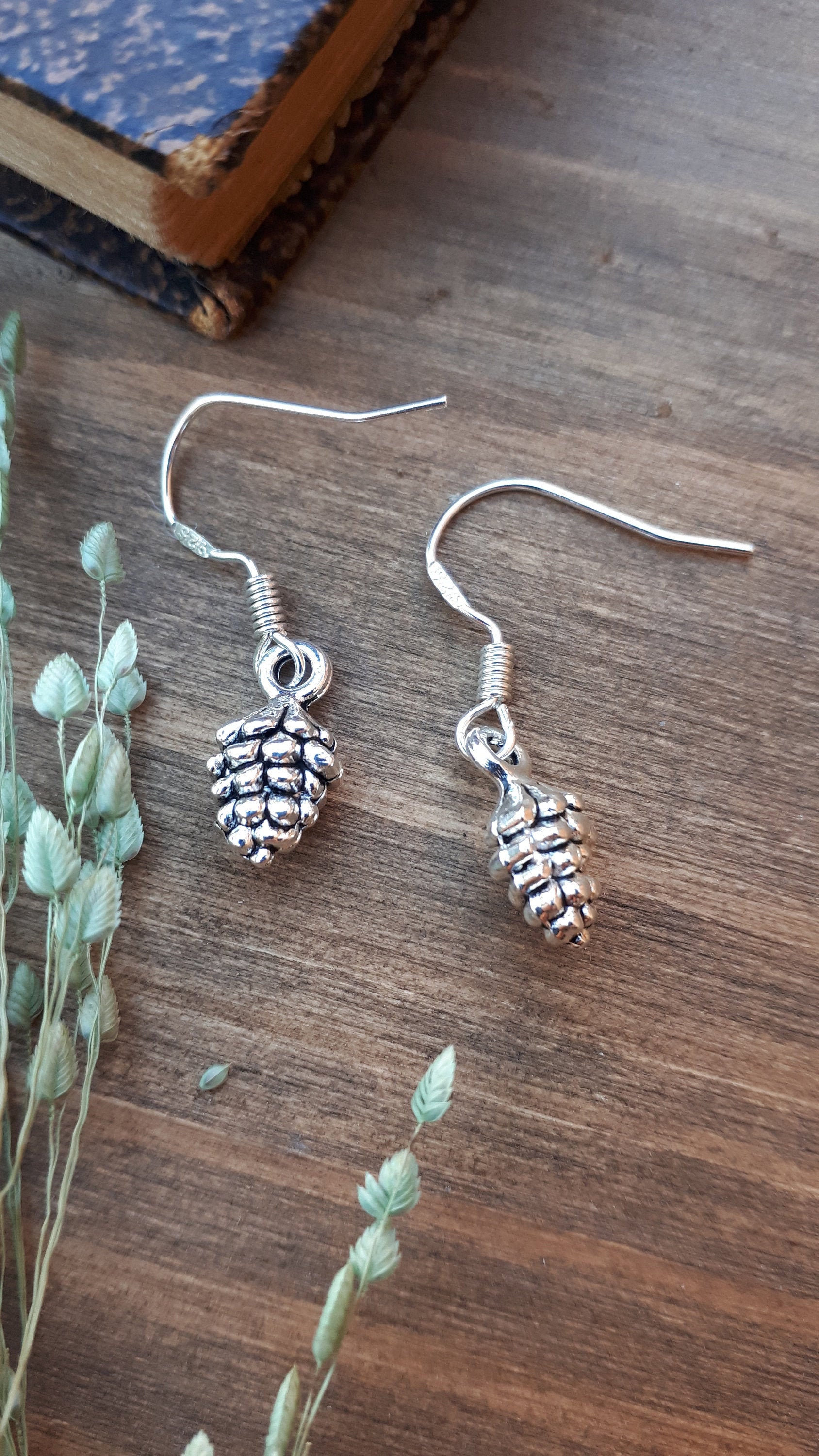 Pine Cone Earrings Sterling Silver Cottage Core Etsy