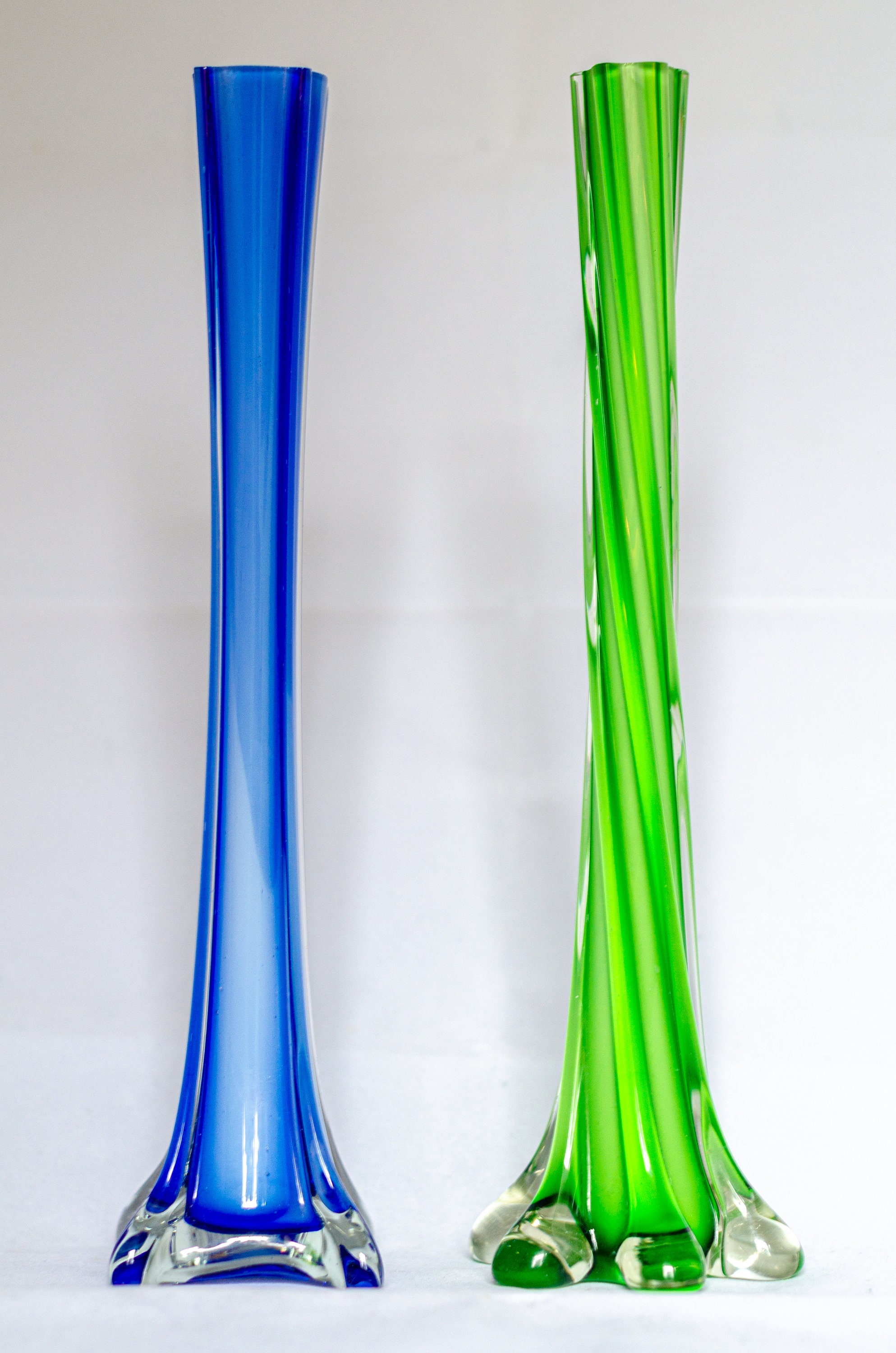 Single Stem Hand Made Art Glass Vase in Blue or Candle Holder Etsy