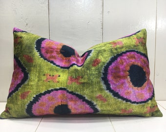 velvet ikat pillow cover 12x20 handwoven silk pillow cushion decorative modern pillow cover accent pillows home decor home living gift ideas