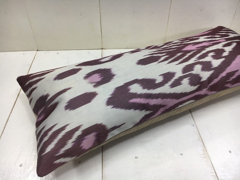 ikat pillow cover,10x24,handwoven,silk,cushion,decorative pilow,modern pillow cover,soft color,accent pillows,home decor,home living,silk