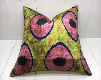 velvet ikat pillow cover 20x20 handwoven silk pillow cushion decorative modern pillow cover accent pillows home decor home living gift ideas