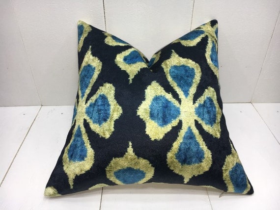 Ikat Samt Kissenbezug (40x40), handgewebtes Seidenkissen