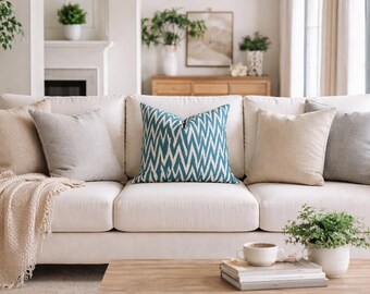 Handwoven Silk Ikat Pillow Cover, Decorative Cushion (20x20)