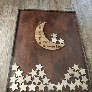 Moon and Star Guest Book Wedding Guest Book Alternative Painted