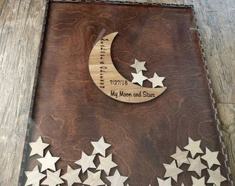 Moon and Star Guest Book Wedding Guest Book Alternative Painted