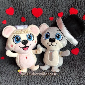 SET fichier de broderie 2x BEAR couple nuptial mariage mariage couple Baer Teddy 13x18 ITH dans le cerceau ours mariage 5x7&quot; conception de broderie numérique