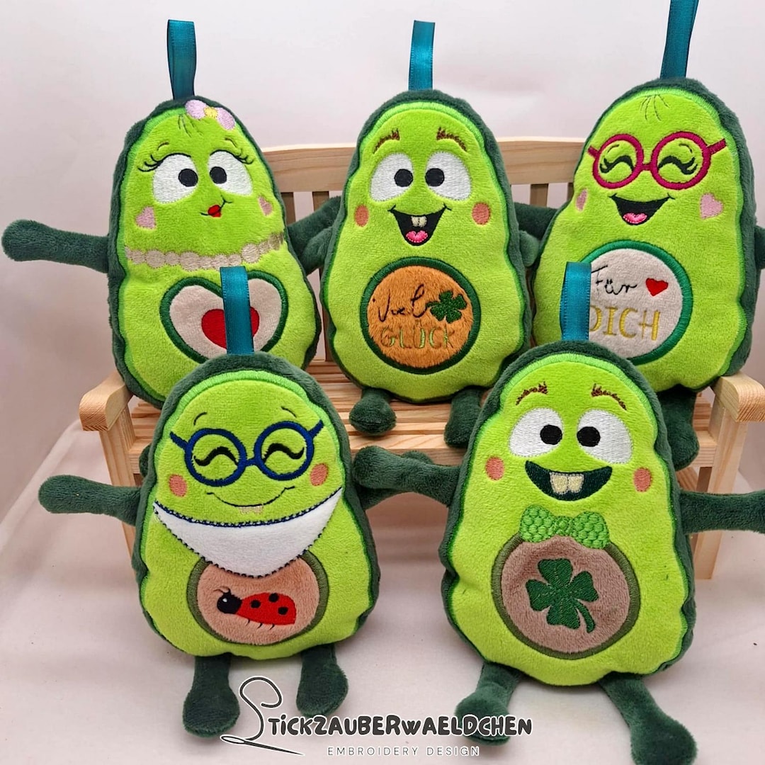 Inflatterer 12x Embroidery File Avocado Cuddly Toy Hand Flatterer ITH 13 X 18 in ...