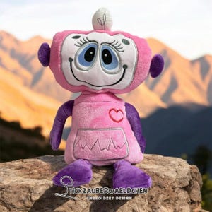 2x file ricamo robot ITH 20x30 20x28 peluche scolaro nel cerchio peluche morbido disegno ricamo digitale