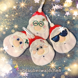 4 x Geschenktasche Nikolaus 13x18 Stickdatei Tasche Weihnachten Weihnachtsmann ITH in the hoop Santa gift bag 5x7 digital embroidery design