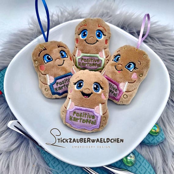 4x Stickdatei Kartoffel Glückskartoffel Stärke Trost Glück ITH 10x10 in the hoop 4x4" potato stuffie digital embroidery design Kuscheltier
