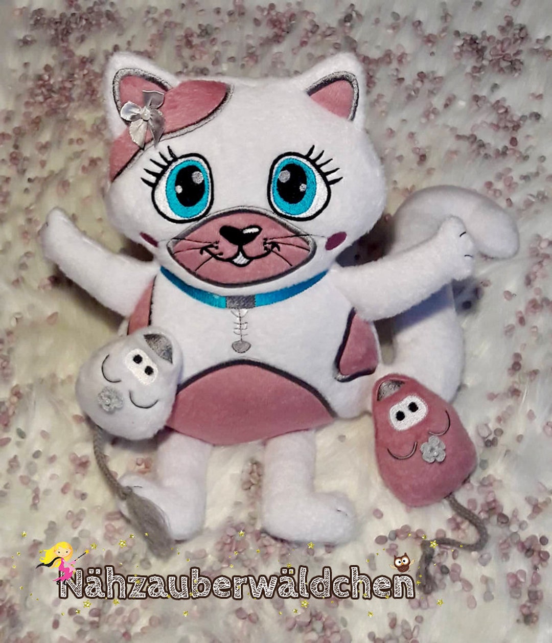 16x Digital Embroidery Design Cat Kitty With Mouse in the Hoop Ith 8x12 ...